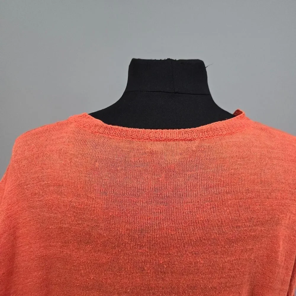 🐢 J.CREW Orange Linen Drop Shoulder Swing Sweater Sz Small